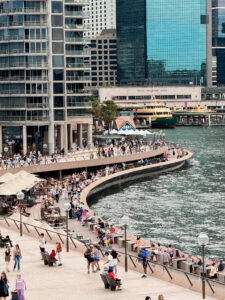 shot of people along sydney harbour