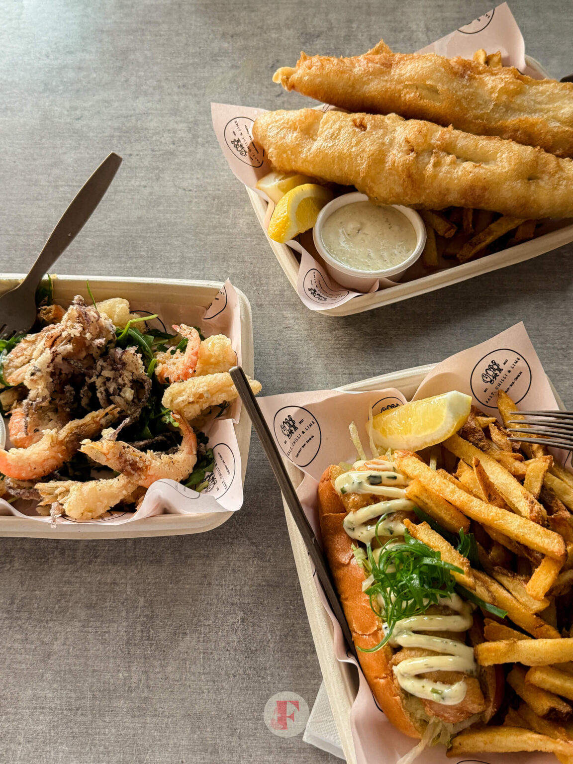 top shot of fried seafood from salt chili lime east maitland