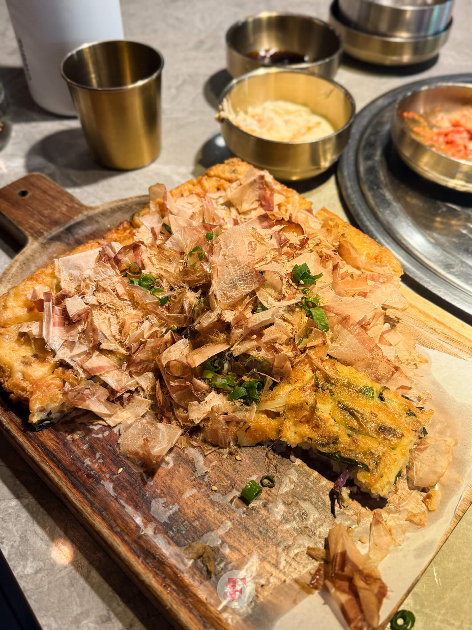 Seafood pancake eaten